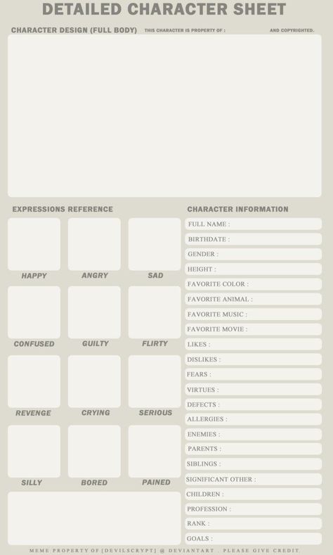 Character Tamplet, Oc Fill Out Sheet Simple, Detailed Character Sheet Template, Oc Detail Sheet, Reference Sheets Character, Character Sheet Inspiration, Ref Sheet Character Design Template, Anime Character Sheet Template, Character Concept Sheet Template