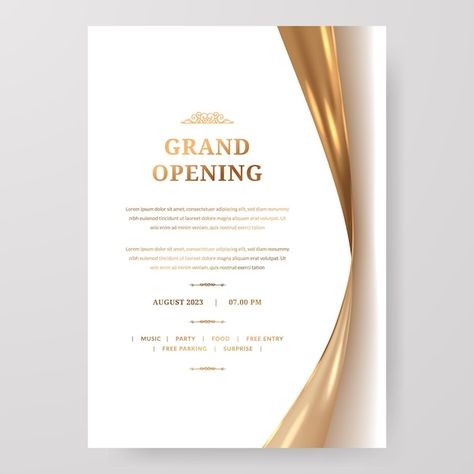 Vector luxury elegant grand opening post... | Premium Vector #Freepik #vector #ceremony-background #grand #grand-opening #opening-ceremony Grand Opening Poster, Opening Invitation, Grand Opening Invitations, Wedding Titles, Background Images For Editing, Invitation Text, Gathering Space, Luxury Event, Invitation Card Design