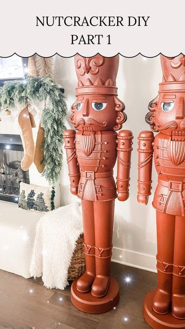 Home Depot Nutcracker, 75 Inch Nutcracker, Painted Walmart Nutcracker, Walmart Nutcracker Painted, Gingerbread Nutcracker Diy, Front Porch Nutcracker, Walmart Nutcracker Diy, Giant Nutcracker Diy, Diy Nutcracker Soldier Outdoor