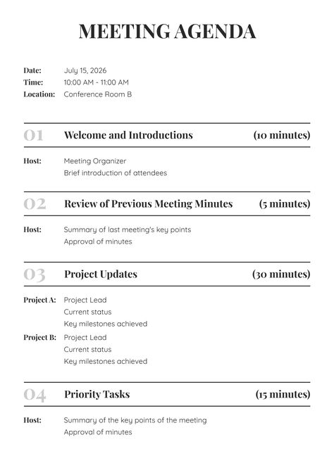 An easy-to-edit meeting agenda template for Google Docs. Meeting Agenda Design, Staff Meeting Agenda Template, Agenda Design Layout, Weekly Family Meeting, Team Meeting Agenda Template, Team Meeting Agenda, Event Agenda, Family Meetings, Agenda Design