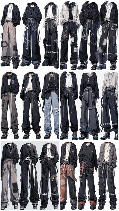 Gothic Streetwear Fashion, Male Outfit Design, Oc Outfit Ideas Male, Character Outfits Drawing, Clothing Design Sketches Male, Male Outfits Drawing, Types Of Clothing, Clothing Design Sketches, Concept Clothing