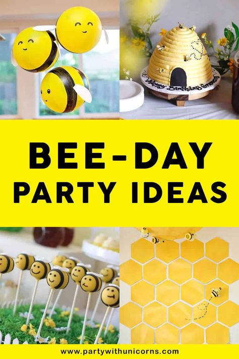 Sweet As Can Bee 3rd Birthday, Bumble Bee Birthday Party Ideas, Bee Themed Birthday Party Games, Bumble Bee Birthday Party Decorations Diy, Honeybee Party Food, Bee Candy Table, Bubble Bee Birthday Party, Bumble Bee Decorations Themed Parties, Bee Party Snacks