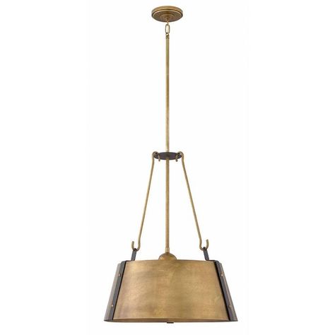 Hinkley Cartwright 3 Light Brass Drum Shade Chandelier