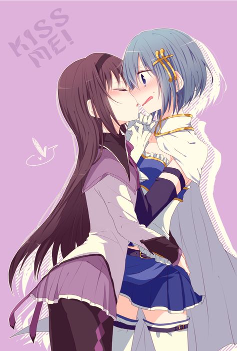 Homura X Sayaka, Madoka X Homura Kiss, Homura And Sayaka, Holy Quintet, Puella Magi, Puella Magi Madoka Magica, Madoka Magica, Picture Search, Manga Pictures