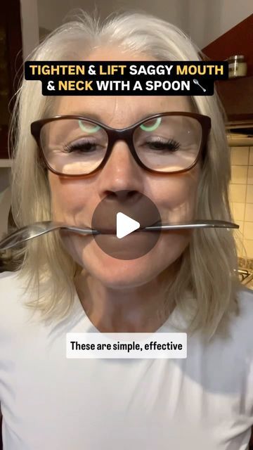 Liz Wadden | Face Yoga Specialist on Instagram: "✨ Did you know using a spoon for just a few minutes a day, 5 times a week, can help tone and firm your face and neck? ✨  By holding a spoon between your curled lips, you’re working the muscles around your mouth, jawline, and neck, which helps to: - Lift the corners of your mouth for a more youthful smile. - Firm up sagging neck and jowl areas, reducing the appearance of loose skin. - Strengthen key facial muscles, which naturally boosts collagen and tightens your skin over time!  Whether you’re in your 20s, 40s, or beyond, it’s never too late (or early!) to start working those muscles.   Just like the rest of your body, your face muscles respond to exercise!   Consistent practice can lead to younger-looking, more radiant skin—naturally!   If Get Rid Of Wrinkles Around Mouth, Face Exercises With Spoon, Neck Sagging Skin Tightening, Face Yoga With Spoon, Spoon Face Exercise, Neck Lift Exercise, Face Yoga Facial Exercises Sagging Skin, Face Yoga For Smile Lines, Saggy Neck Skin How To Get Rid