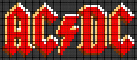 Bread Bracelet, Music Band Logo, Acdc Logo, Graph Paper Designs, Fantasy Cross Stitch, Easy Pixel Art, Pixel Crochet, Pixel Art Grid, Tapestry Crochet Patterns