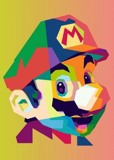 Mario Pop Art, Art Geek, Wpap Art, Cubism Art, Nintendo Art, Pop Art Portraits, Pop Art Posters, Mario Art, Canvas Home Decor