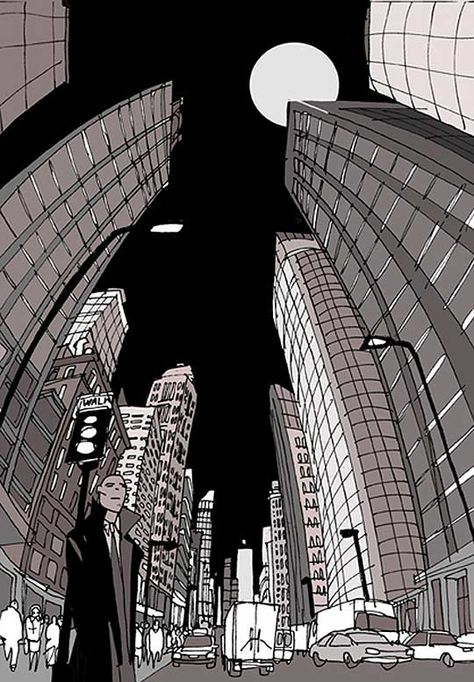 City City Escape Drawing, City Art Reference, City Scape Perspective, Fisheye City Drawing, City Scape Drawing Perspective, Black And White City Painting, Busy City Drawing, City Background Reference, How To Draw Cityscape