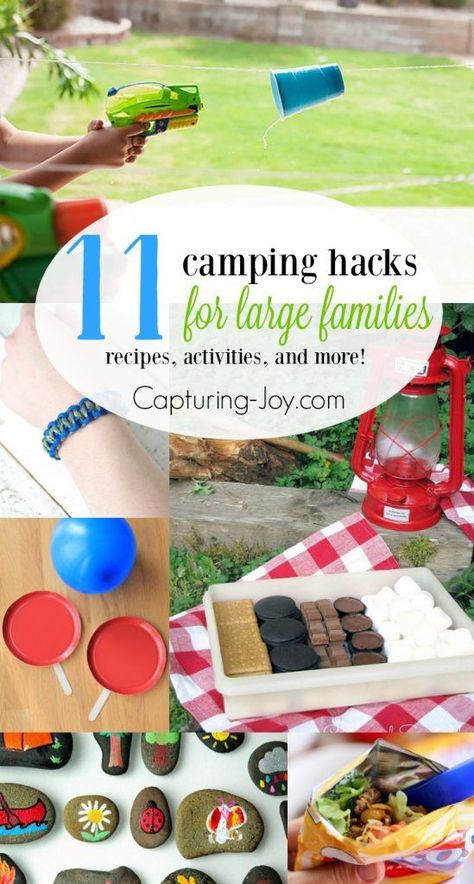 Are you going camping this summer with the family? Here are 11 Camping Hacks for Large Families. Tips and tricks for recipes, activities, and more! Capturing-Joy.com Food Checklist, Camping Checklist Family, Camping Hacks Food, Tent Camping Hacks, Group Camping, Camping Clipart, Camping Diy, Camping Hacks Diy, Family Tent Camping