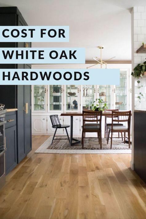 What does wood flooring cost per square foot and how do you get it finished? Answering a bunch of questions on white oak hardwoods today! #oakfloors #woodflooring #costforwoodfloors #oakwood #whiteoak Oak Stain Colors, White Kitchen Oak Floor, White Oak Stain, Oak Floor Kitchen, Hardwood Floor Stain Colors, Floor Stain Colors, Floor Inspiration, Wood Floor Finishes, White Oak Flooring