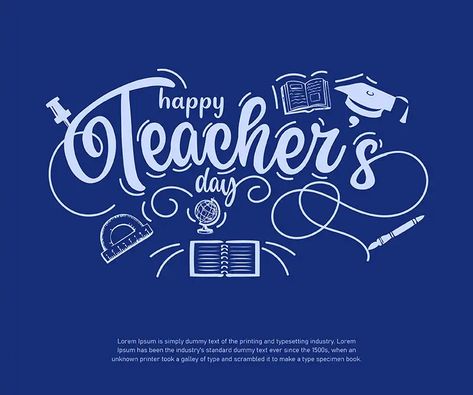 Happy Teachers Day Creative Design with Study Equipment & Typography Design illustration Happy Teachers Day Design, Teachers Day Creative, Study Equipment, Teachers Day Design, Happy Teachers Day, Photo Shop, Teachers Day, App Icon, Typography Design