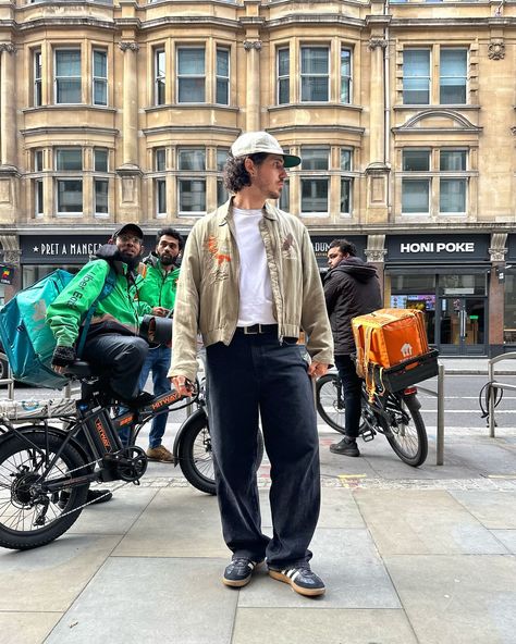 your order is on the way … outfit info 📝 Hat: @ebbetsvintage Jacket: @maharishi Tee: Thrifted vintage @maharishi Jeans: Gifted @suade.design Shoes: @adidas #streetstyle #thriftstyle #widelegjeans #vintagestyle #adidassamba #adidasgazelle #maharishi Outfit Info, Design Shoes, Shoes Adidas, Adidas Gazelle, Adidas Samba, Wide Leg Jeans, Sliders, Slides, The Way