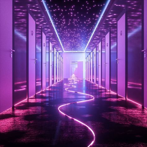 Neon hotel! 🔥💜 This amazing Pic is made by @yp.design go and check his page out. . . . ----------- . . . #80s #retrowave #retro #vintage… Aesthetic Hotel, Look Wallpaper, Nightclub Design, Neon Backgrounds, Neon Room, New Retro Wave, Aesthetic Space, Cyberpunk Aesthetic, Vaporwave Aesthetic