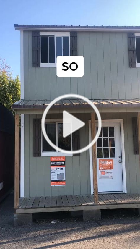 Tiny House Home Depot, Two Story Shed House, Shed To Tiny Home, Tiny Home Sheds, 2 Story Shed House, Shed To Home Conversion, Diy Tiny House Under $5000, Tuff Shed Tiny House, Home Depot Shed House