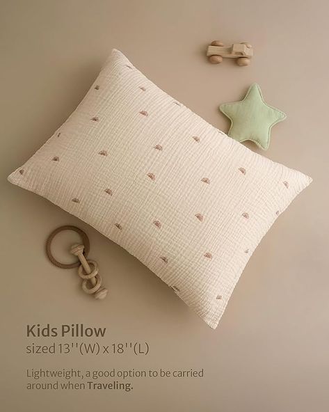 Blissful Diary Toddler Pillow with Muslin Cotton Pillowcase, 13x18 Kids Pillows for Sleeping and Traveling, Crib Pillow, Small Pillow for Kids, Toddler Bed Pillows (Rainbow) Sew Kids Pillow, Crib Pillow, Kids Toddler Bed, Crib Pillows, Baby Pillow Case, Pillows For Sleeping, Kids Pillow, Toddler Pillowcase, Toddler Pillow