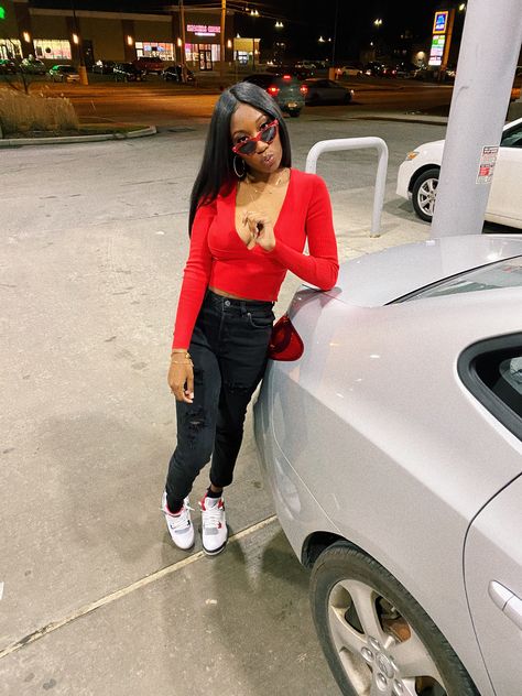 #outfitideas #jordanshoes #jordan4s #whatthefours #black  #blackgirl #outfits #winter #red #baddieoutfits #baddie #4s #forever21 #pacsun #cuteoutfits #school #schooloutfits Baddie Outfits With Jordan 4s, Baddie Jordan 4 Outfits, Jordan 4 Retro Fire Red Outfit Women, Outfits With Jordan 11 Cherry, Jordan 4 Fire Red Outfit Baddie, Jordan 4 Red Outfit, Red Cement 4s Outfit Women, Red Jordan 4s Outfit, Jordan 4 Fire Red Outfit Women