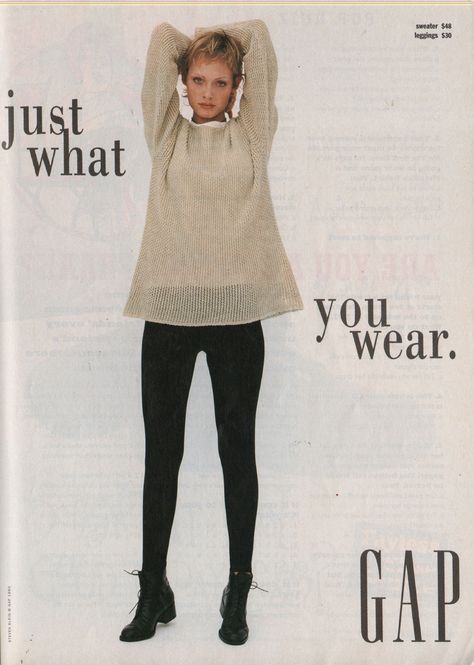 Gap Ads, Vintage Editorials, Ad Fashion, 90s Fashion Outfits, A Magazine, Sweaters And Leggings, Fashion History, 90s Fashion, Fashion Magazine