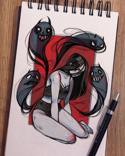 Feefal Art, Arte Sketchbook, Creepy Art, Dessin Adorable, Art Tutorials Drawing, Sketchbook Art Inspiration, Art Drawings Sketches Simple, Cool Art Drawings, Art Inspiration Drawing