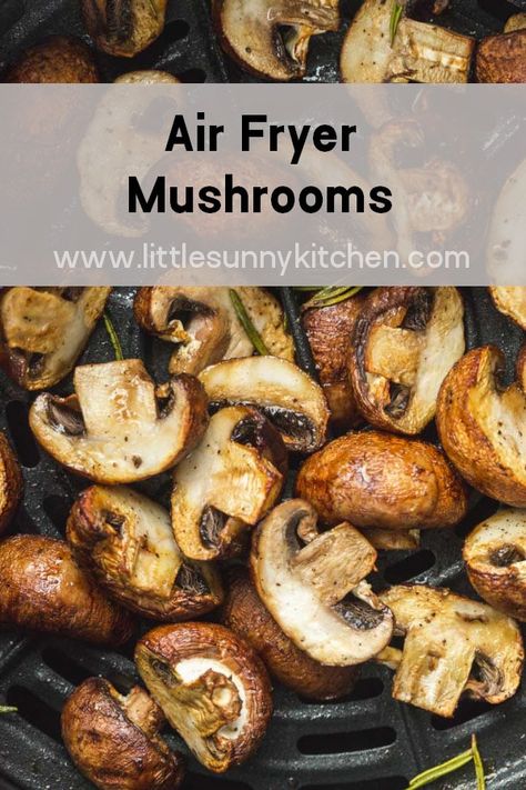 These easy and simple Air Fryer mushrooms make a wonderful side dish. They're so quick to make and require basic ingredients. #airfryercooking #airfryermushrooms #mushroomsidedish #soymushrooms #airfrying Air Fryer Mushrooms, Mushroom Side Dishes, Yellow Squash Recipes, Sunny Kitchen, Air Fried Food, Air Fryer Dinner Recipes, Air Fryer Recipes Easy, Air Fryer Recipes Healthy, Ninja Foodi