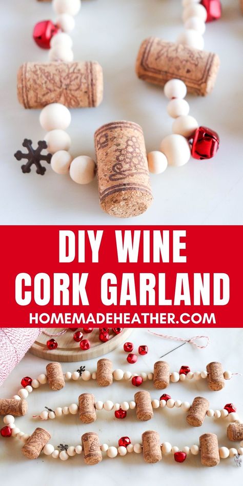 DIY Wine Cork Garland Wine Cork Garland, Orange Slice Garland, Wine Christmas Tree, Cork Garland, Wine Bottle Christmas Decorations, Wine Cork Christmas Tree, Creative Christmas Crafts, Cork Crafts Christmas, Cork Christmas Trees