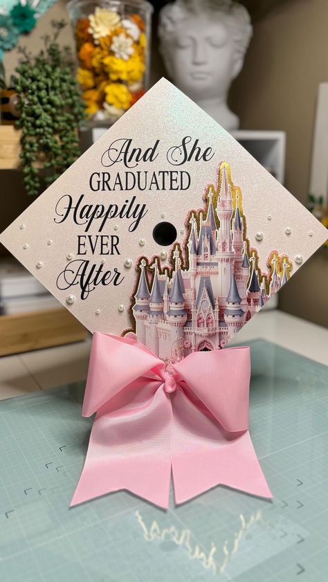 Marisela Garcia | And she graduated happily ever after 🏰✨ Inspo from Pinterest✨ . . . . #gradcap #disney #disneygraduationcap #gradcapdesigns #gradcapideas … | Instagram Happily Ever After Decorations, And She Graduated Happily Ever After, Minnie Mouse Graduation Cap, Eeyore Graduation Cap, Graduation Hat Designs Grad Cap, Disney Princess Grad Cap, Sleeping Beauty Graduation Cap, Senior Graduation Cap Ideas, Graduation Caps Disney