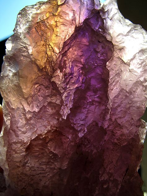 Ametrine rough Ametrine Aesthetic, Ameythst Stone Aesthetic, Ametrine Crystal Aesthetic, Aegirine Crystal, Ametrine Necklace, Amethyst Ocean, Crystal Seashells, Mineral Stone, Minerals And Gemstones