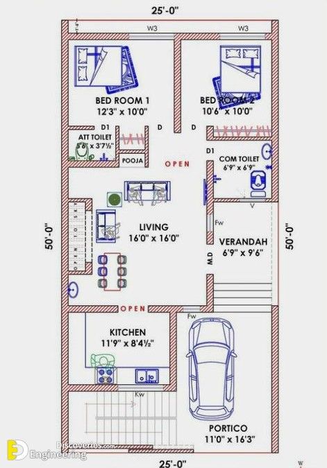 South Facing House, West Facing House, 20x40 House Plans, 30x40 House Plans, Open Floor House Plans, Vastu House, 2bhk House Plan, Unique House Plans, Indian House Plans