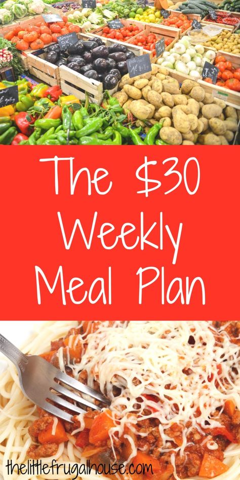 The $30 Weekly Meal Plan - Free Printable Aldi Shopping List & Menu - The Little Frugal House Cheap Meal Plans, Frugal Meal Planning, Cheap Healthy, Budget Meal Planning, Inexpensive Meals, Cheap Healthy Meals, Weekly Meal Plan, Money Saving Meals, Cheap Dinners