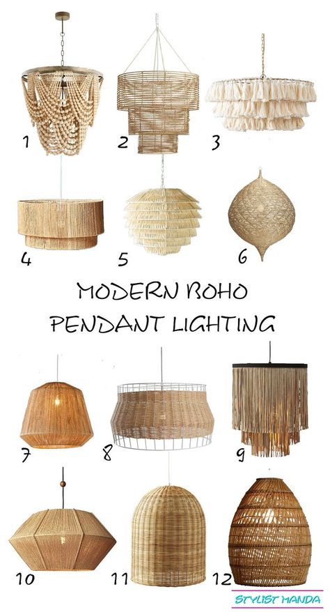 Modern Boho Pendant Lights — Stylist Manda Boho Homes, Boho Lighting, Interior Boho, Bamboo Lamp, Deco Luminaire, Stil Boho, House Accessories, Boho Deco, Black Furniture