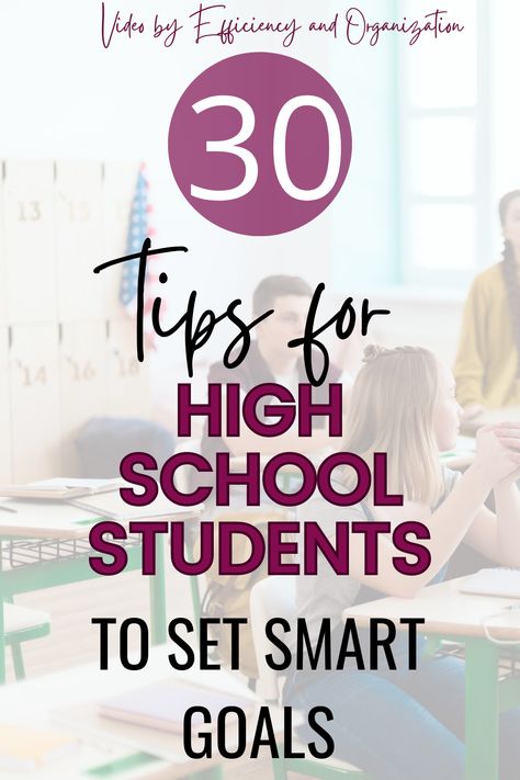 Here are 30 very specific SMART goals examples for high school students shared in this video.  These SMART goals examples are made specifically for high school students.  The idea is to choose up to 3 to work on at one time, write them down, and post them somewhere prominent for easy and frequent reference. Tips For High School, Smart Goals Examples, Goals Examples, Goal Examples, Live With Purpose, Need Motivation, Setting Ideas, Smart Goals, Achieving Goals