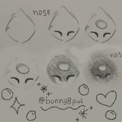 How to draw a cartoon nose step by step Nose Drawing Tutorial Anime, Nose Drawing Cute, Noses Side Profile Drawing, Jelly Drawing Tutorial, Anime Nose Drawing Tutorials, Chibi Nose Drawing, How To Draw An Anime Nose, Drawing Reference Nose, How To Draw Eyes Jelly Artstyle