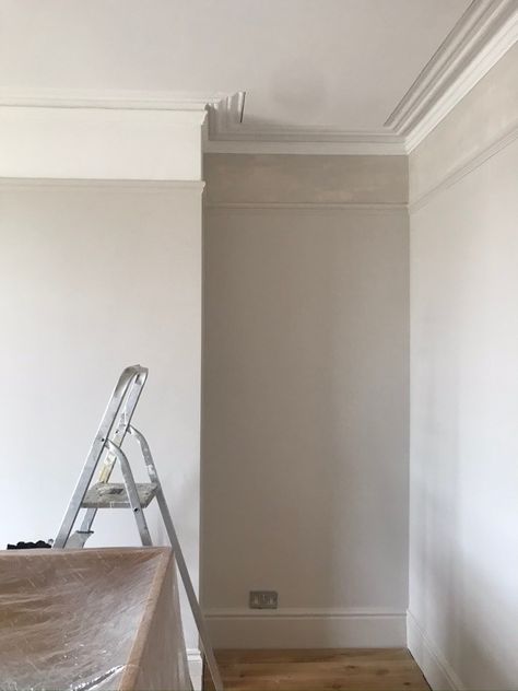 Paint Up To Picture Rail, Living Room Panelling With Picture Rail, Painted Picture Rail Living Room, Wall Paneling With Picture Rail, Coving And Picture Rail, Picture Rail Office, Dining Room With Picture Rail, Painting Walls With Picture Rails, Feature Wall With Picture Rail