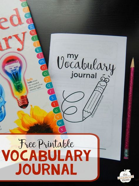 Are your students struggling with vocabulary as they read? Teach them how to use this free vocabulary journal to build that word power! Vocab Lessons, Tot Schooling, Vocabulary Journal, Kindergarten Vocabulary, Preschool Journals, Vocabulary Notebook, The Measured Mom, Measured Mom, Reading Vocabulary