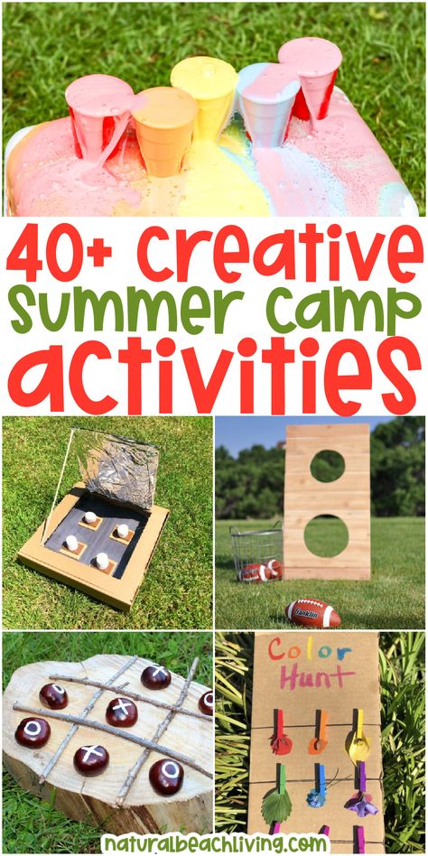 40+ Creative Summer Camp Activities for Kids - Natural Beach Living Summer Camp Activities For Kids, Camp Activities For Kids, Camping Activites For Kids, Fun Summer Activities For Kids, Summer School Activities, Summer Camp Themes, School Age Activities, Summer Day Camp, Summer Camp Activities