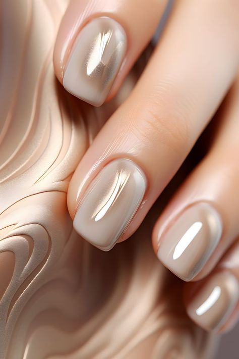 beige chrome nails, neutral nail designs, metallic nails, chic nail art, nail inspiration, minimalist nails, classy nail ideas, sophisticated nail trends, contemporary manicure, nude nail color, shiny nails, glamorous nails, understated beauty, nail goals, stylish nail art, fashion-forward nails, nail aesthetics, trendy nail looks, elegant manicure, versatile nail designs, minimalist beauty, chrome finish nails, neutral tones, muted elegance, timeless nails, subtle glam, modern nail style Chrome Finish Nails, Beige Chrome Nails, Nail Designs Metallic, Nail Designs Minimalist, Timeless Nails, Nude Nail Color, Nails Subtle, Ombre Chrome Nails, Nail Aesthetics