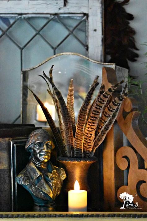 Dark Autumnal Aesthetic, Dark Academia Mantel, Boho Core Aesthetic, Dark Academia Thanksgiving, Moody Antique Decor, Moody Thanksgiving Decor, Vintage Thanksgiving Decor, Dark Academia Halloween Decor, Dark Academia Fall Decor