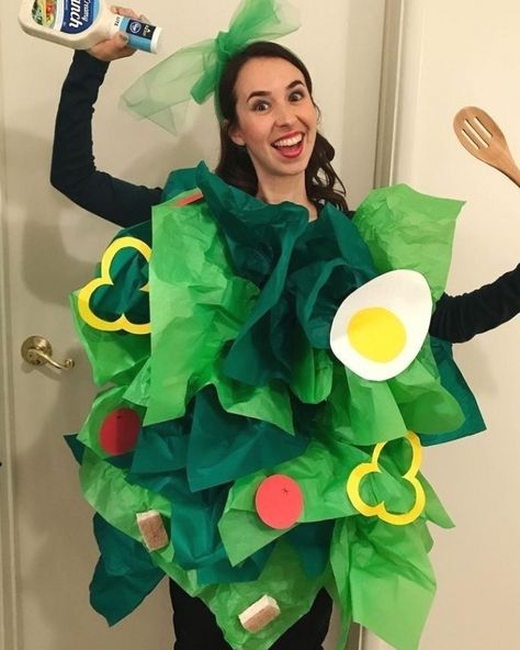 Salad Costume, Ideas For Trunk Or Treat, Food Costume Ideas, Easy Halloween Costumes For Adults, Pun Costumes, Last Minute Kostüm, Best Halloween Decorations, Church Halloween, Mario Und Luigi