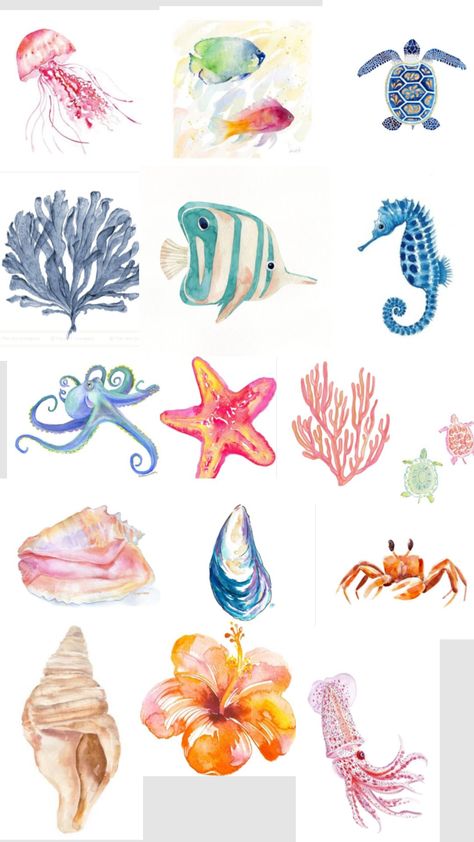 #art #coastal #sea #ocean #summer #underwater #paint #watercolour Summer Underwater, Sea Life Painting, Beachy Wallpaper, Sea Turtle Watercolor, Coastal Watercolor, Sea Drawing, Horse Art Drawing, Ra Ideas, Watercolor Ocean