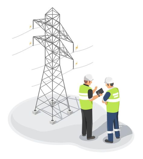 Electricity Engineer or Inspector using tablet inspecting and maintaining with electric Technician maintenance or worker on hight electrical transmiss tower high volt from power plant isometric Friend Quotes, Electrical Engineering Wallpaper, Transmission Tower, Hall Interior Design, Hall Interior, Electrical Engineering, Decorations Ideas, Power Plant, Vector Art