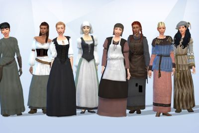 NPC Replacement Outfits for Basegame |  Medieval Sim Tailor auf Patreon Sims 4 Medieval, Medieval Outfit, Sims 4 Decades Challenge, Sims Medieval, Proper Attire, Medieval Clothes, Medieval Clothing, Sims 4 Game, Fantasy Dress