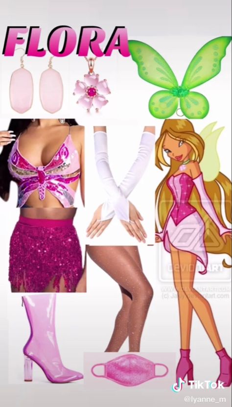 Winx Faries Halloween Costume, Winx Club Costumes Flora, Flora Halloween Costume, Flora Winx Club Costume, Group Halloween Costumes For 5, Winx Club Costumes, Winx Fairy Costume, Halloween Costumes For 5, Winx Costume