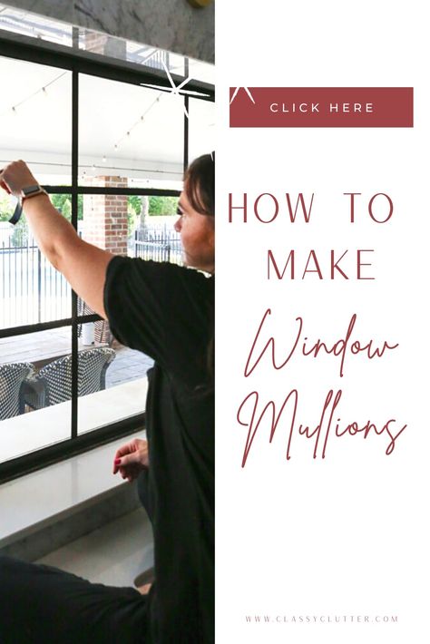 How to Make Window Mullions Diy Grid Window, Black Window Trim Interior Diy, Adding Window Mullions, Add Grid To Glass Door, Black Door With White Grids, Diy Black Windows, Diy Mullions For Windows, Painting Sliding Glass Doors Black, Diy Window Mullions