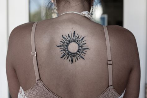 Sun Background Tattoo, Double Sun Tattoo, Realism Sun Tattoo, Burning Sun Tattoo, Sun Tattoo Shaded, Earth And Sun Tattoo, Sun Tattoo Realistic, Black And White Sun Tattoo, Shaded Sun Tattoo