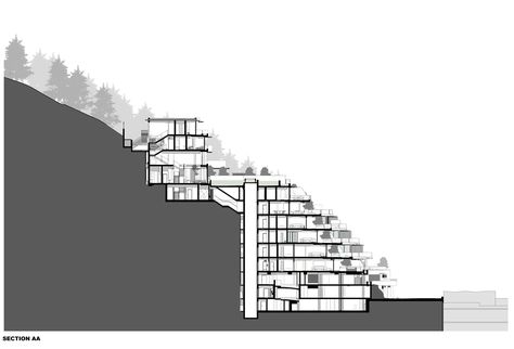 Gallery of Clifton Terraces Apartments / SAOTA - 16 Mountain Resort Architecture, Hillside Apartments, Underground Building, Church Design Architecture, Terrace Hotel, Terrace Building, Mountain Architecture, Hotel Floor Plan, Mountain Hotel