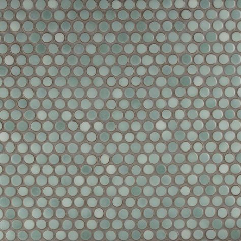 Affinity Tile (Sample) Hudson Penny Round Mint Green 6-in x 6-in Glossy Porcelain Penny Round Mosaic Tile Lowes.com Penny Round Tiles, Penny Round Mosaic, Round Tiles, Penny Tile, Penny Round, Merola Tile, Porcelain Mosaic Tile, Green Tile, House Tiles