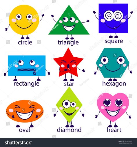 Shapes Decoration Preschool, Shapes Pictures For Kids, Shapes Preschool Wall Decor, Shapes Decorations Classroom, Shapes Chart For Kindergarten, Shapes Chart For Kids, Shape Character Design, Mural Classroom, Playroom Painting