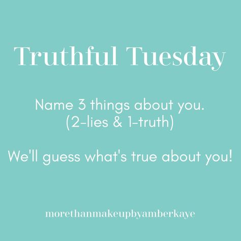 Use this post to boost engagement on your social media platforms. For more inspiration follow me at More than Makeup by Amber Kaye on fb & ig. #socialmedia #socialmediamarketing #socialmediaengagement #younique #introduction #onlineparty #truthfultuesday #tuesday Tuesday Games For Facebook, Tuesday Social Media Post, Thursday Engagement Posts Facebook, Tuesday Posts For Facebook, Tuesday Themes Social Media, Facebook Engagement Posts Tuesday, Tuesday Post Ideas, Tuesday Engagement Posts Social Media, Facebook Group Interaction Posts Tuesday