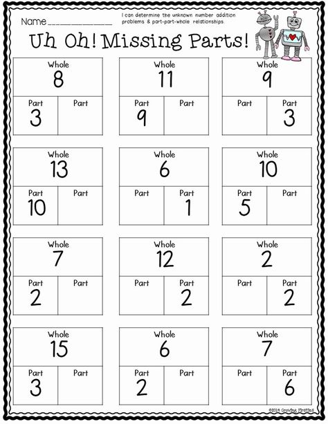 45 Part Part whole Worksheet | Chessmuseum Template Library Number Bonds Worksheets, Kindergarten Addition, February Math, Part Part Whole, Addition Strategies, First Grade Math Worksheets, Math Intervention, Second Grade Math, Math Addition