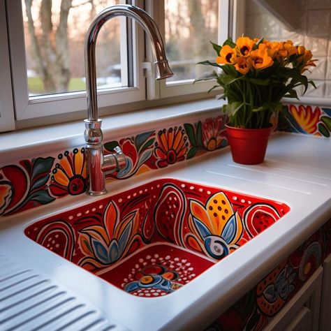 25 Stunning Bohemian Kitchen Sink Inspirations You'll Love - Home Made Graceful Kitchen Counter Art, Bahamian Decor, Kitchen Sink Inspiration, Mexican Style Bathroom, Mexican Style Kitchens, Bohemian Kitchen Decor, Sink Inspiration, Spanish Style Kitchen, Mexican Kitchen