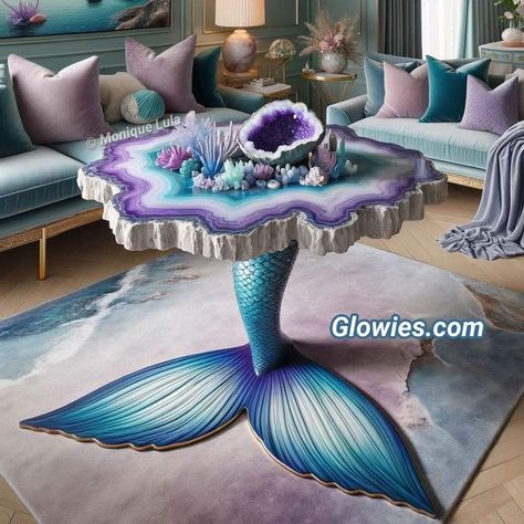 Mermaid Furniture, Fantasy Table, Geode Table, Kids Room Interior, Monique Lula, Mermaid Home Decor, Geode Decor, Beautiful Bedroom Decor, Dream Bedroom Inspiration